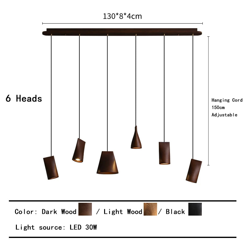 Modern Wooden Lamp for Dining Table Pendant Light Fixture Bedside Art Design Restaurant Solid Wood Lustres Home Decor