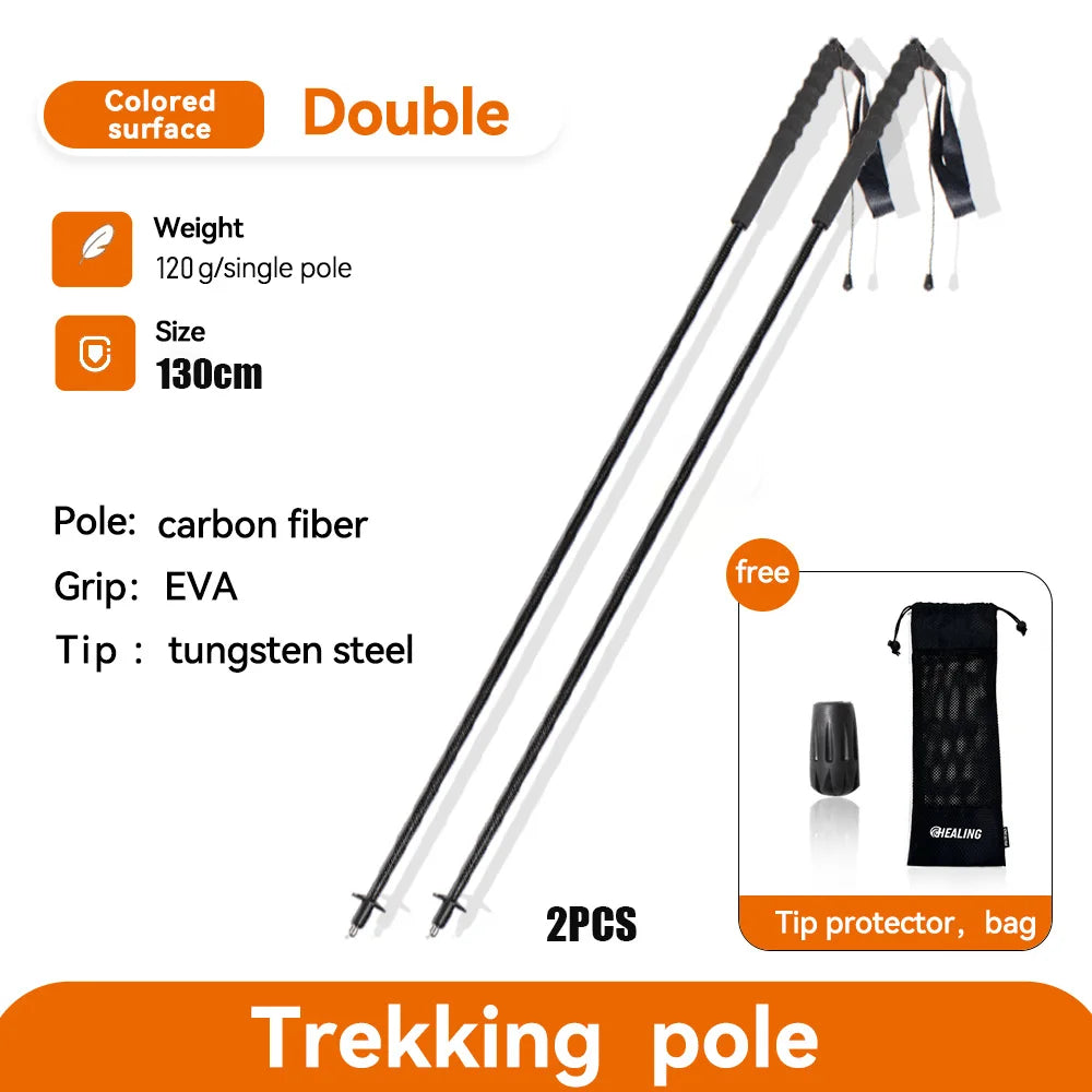 Trekking Poles Carbon Fiber Lightweight and Foldable Adultes Camping Supplies Walking Hiking Stick Climbing Sticks Telescopic