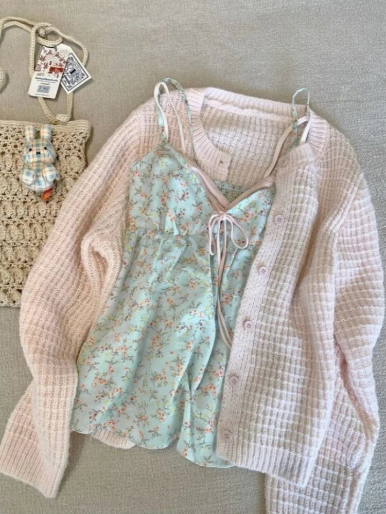 New Japanese Sweet Floral Y2k Tops Women Vintage Design Lovely Strap Top Harajuku Fashion Sexy Tanks Chic Korean Popular Clothes