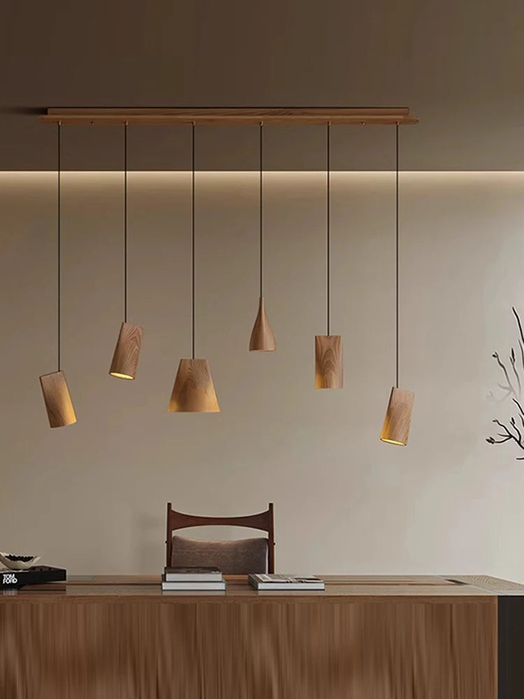 Modern Wooden Lamp for Dining Table Pendant Light Fixture Bedside Art Design Restaurant Solid Wood Lustres Home Decor