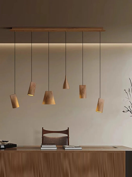 Modern Wooden Lamp for Dining Table Pendant Light Fixture Bedside Art Design Restaurant Solid Wood Lustres Home Decor